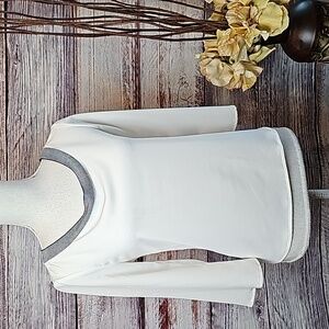 HALOGEN WHITE CHIFFON FLARED 3/4 SLEEVE PULLOVER TOP BLOUSE